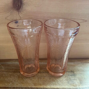 Set of 2 Vintage Recollection Pink by INDIANA GLASS 14 Oz Flat Tumbler
